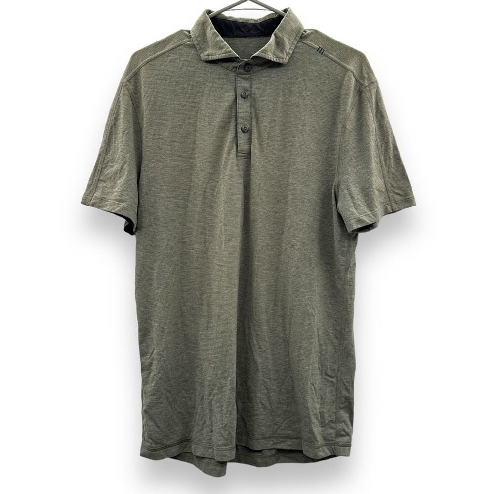 Lululemon Evolution Short Sleeve Polo Shirt in Gray/Brown Sz M